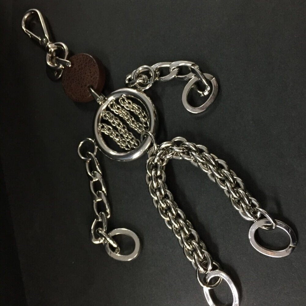PRADA Chain Robot Trick Silver Tone Key Ring Bag Charm - Picture 5 of 7